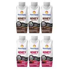 Kit Com 12 Bebidas Whey Piracanjuba 250Ml 6 Cacau/6 Frutas