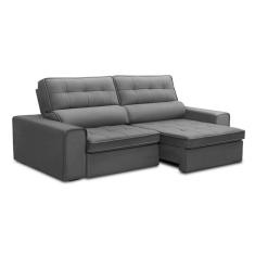 Sofá 5 Lugares Retrátil e Reclinável Ravena Veludo Prata