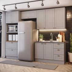 Cozinha Compacta 4 Peças Com Paneleiro Torre Quente Amy Casa 812 Cinza