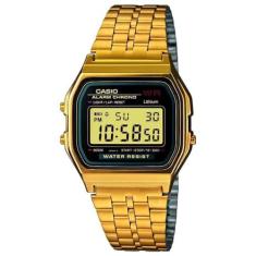 Relógio Unissex Digital Casio A159WGEA-1DF - Preto/Dourado