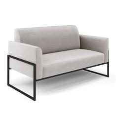 Sofá Namoradeira Base Industrial Alta Preto Marisa Veludo Cinza D03 - D\`rossi