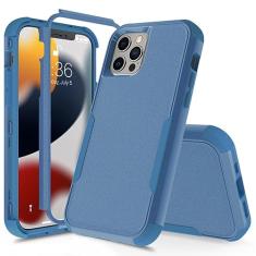 Capa de 3 camadas para iPhone 15 14 13 12 11 Pro Max Mini XR XS Max 8 7 15Plus SE 2020 Luxury Armor Soft Bumpers Capa dura, azul, para iPhone 13Pro Max