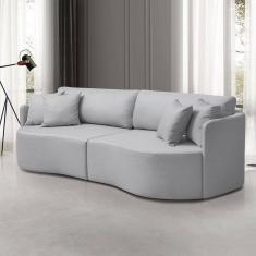 Sofá 3 Lugares 222cm Dakota Moderno Cinza Claro