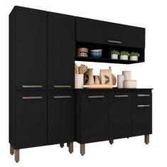 Armário De Cozinha Tieli 3 Peças Preto Fosco - Móveis Arapongas Preto Fosco