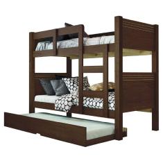 Beliche Solteiro Com Cama Auxiliar Alaska Para Colchão até 0,88m Cacau Conquista Móveis