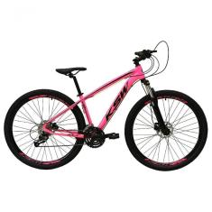 Bicicleta Aro 29 Ksw Xlt Alumínio 24v Câmbios Shimano Garfo Com Trava No Ombro - Rosa Tam.17