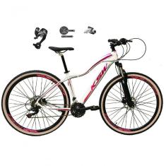 Bicicleta Feminina Aro 29 Ksw Mwza 27v Shimano Altus Freios Hidráulicos Trava Pneu Bege - Branco-pink-violeta Tam.17