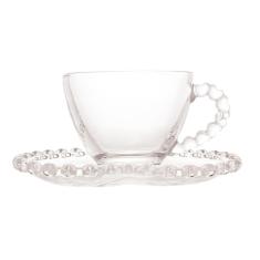 Xícara de Café de Cristal com Pires Coração 80ml - Lyor