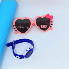 Kit Relógio Infantil Digital Led Redondo Pulseira Silicone Desenho ani