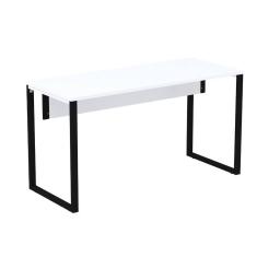 Mesa Escritório P25 TUB Pandin 150 cm (Larg) x 70 cm (Prof) Tampo MDP Branco Pé Aço Tubular Preto