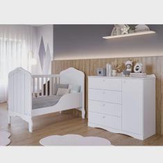 Quarto de Bebê 2 Peças com Berço Cômoda 4 Gavetas Espresso Móveis