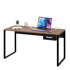 Mesa De Escritório Industrial C/ Gav 1,50m - NetMobil, Nogal/Preto