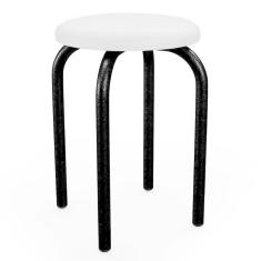 Banqueta Baixa Empilhável Em Aço Maviê Sintético Branco-preto - Mpozenato