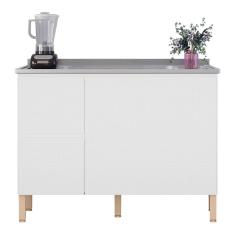 Balcão De Cozinha Com Pia Inox 120cm Minsk Z06 Branco - Mpozenato