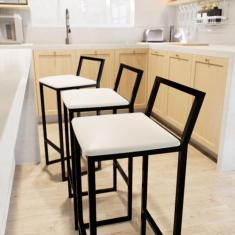 Jogo 4 Banqueta Alta Balcão Bistrô Preta Confort Industrial Assento Es