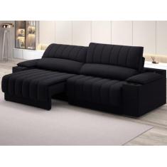 Sofá com Porta Copos Carregador USB Ret Rec Murano 2,50m Velosuede Pre