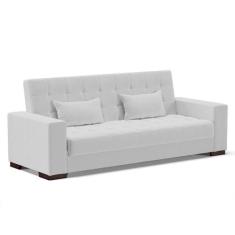 Sofá Cama 02 lugares Lisboa Linho Pés de Plástico - D'Rossi, A05 Cinza