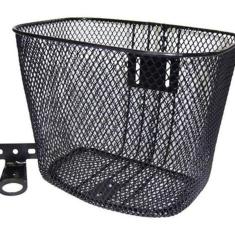 Cesta Para Bicicleta Aramada Preta Aro 24 Com Suporte