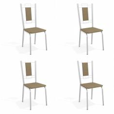 Conjunto 4 Cadeiras Metal Florença Kappesberg Cromado/Capuccino