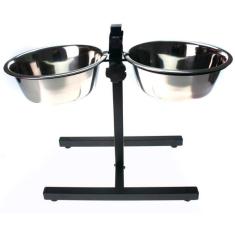 Comedouro Duplo de Inox Ajustável em Altura Chalesco - Tam. Único