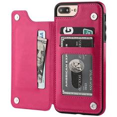 Capa protetora para cartão de couro para iPhone 11 12 13 14 Pro Max Mini carteira XR X XS Max 8 7 6S 6 Plus 5S SE 2022 2020, rosa, para iPhone 6 (6s)