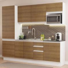 Cozinha Completa 100% Mdf Madesa Acordes 240001 com Armário e Balcão (sem Tampo e Pia) - Branco/rustic