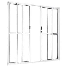 Porta de Correr Sacada 4 Folhas 2.10 X 2.00 Branca Linha 25 Com Fechadura