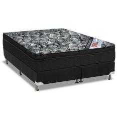 Cama Box Queen: Colchão Molas Bonnel Ortobom Nanolastic ISO Firme + Base CRC Suede Black(158x198)