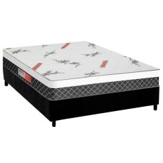 Cama Box Casal: Colchão Espuma Plumatex D28/EP Anatômico Falcon Ultra Firme + Base CRC Suede Black(138x188)