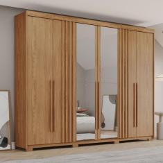 Guarda-roupa Casal 6 Portas 4 Gavetas com Espelho Norton Marrom