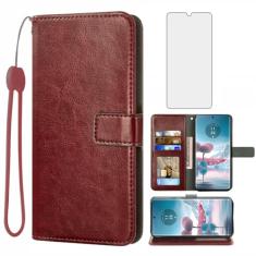 Compatível com Motorola Moto Edge 40 Neo Capa carteira protetora de tela de vidro temperado e capa flip de couro, suporte para cartão, acessórios de celular, capas para celular para MotoEdge40 Neo