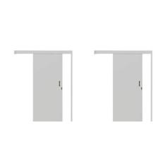 Kit com 2 Portas de Correr Madeira 215x80cm Sobrepor Reversível Melamínico Branco
