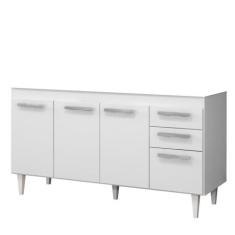 Balcão Gabinete de Pia 150cm Lisboa 4pts 2gav Branco - Lumil Móveis, B