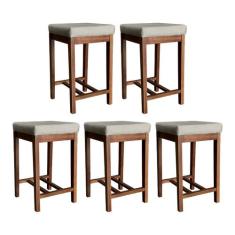 Kit 5 Banquetas Média Estofada Bali para Bancada Gourmet 64 Cm Suede B