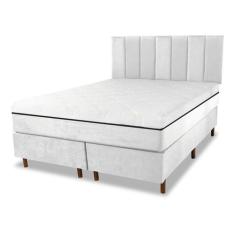 Cama Box e Colchão Magnético com Cabeceira - Therapy Life Slim, Branco