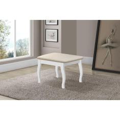Banqueta Para Penteadeira Luxo Com Almofada Branco - Marrom