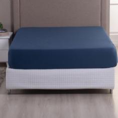Lençol Avulso Casal Malha 100% algodão c/ Elástico - Malucassim, Azul 