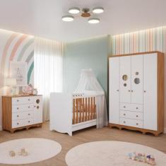 Quarto Bebê Completo Berço Americano Bem 3em1 Guarda Roupas 4 Portas C