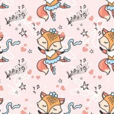 Papel de Parede Bailarinas Raposinhas 57x270cm - Quartinhos