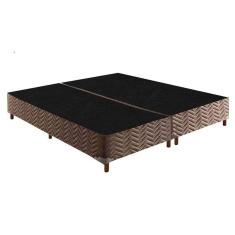 Cama Box Base King Sommier Rústico Bordado Brown (193X203X20) - Paropas