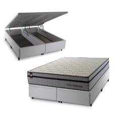 Conjunto Box Baú Preston Cinza 158x198x78 c/ Molas Ensacadas