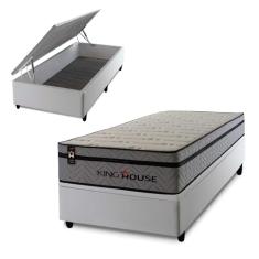 Conjunto Box Baú Branco Preston Cinza 88x188x78 c/ Molas Ensacadas