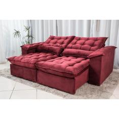 Sofá Retrátil Reclinável 2,30m Antonella em Tecido Veludo C/Molas Ensa