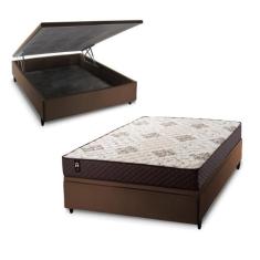 Conjunto Box Baú Allura Marrom 138x188x65 c/ Molas Ensacadas - King Ho