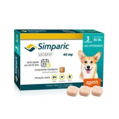 Simparic antipulgas para Cães de 10,1 a 20Kg - 40mg - cx com 3 compr -