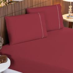 Lençol Queen 3 Peças Algodão 400 Fios Jogo de Cama Toque Aveludado - G