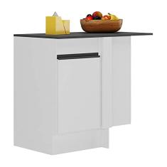 Balcão Cozinha com Rodapé de Canto 1 Porta Veneza Multimóveis Mp2120.964 Branco/preto