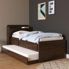 Bicama Solteiro Jacarandá Baú E Gavetas