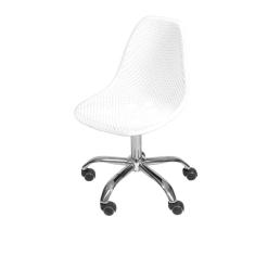 Cadeira Giratória Eames Colmeia Polipropileno Branca Base Rodizio Cromada