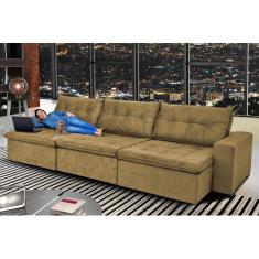 Sofá Austrália 3,52 Mts Retrátil, Reclinável Com Molas e Pillow no Assento Tecido Suede  - Cama InBox